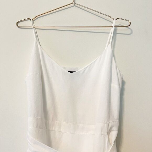 Banana Republic White Linen Blend Ruffle Wrap Spaghetti Strap Dress 14 Petite - Picture 3 of 9